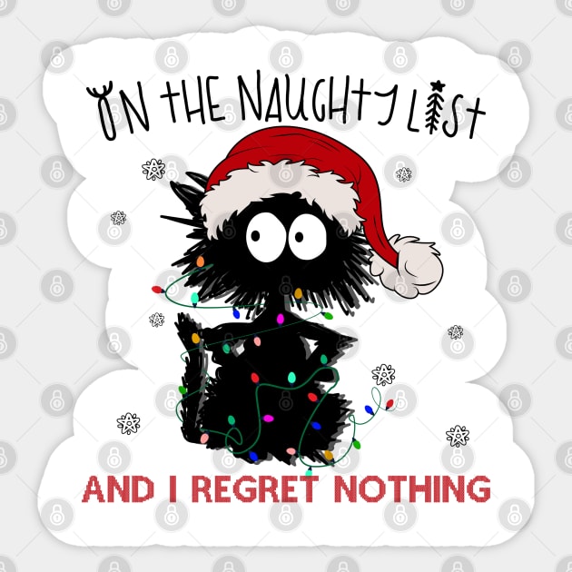 Black Cat On The Naughty List - No Regrets Christmas Sticker by ThriceCursedPod